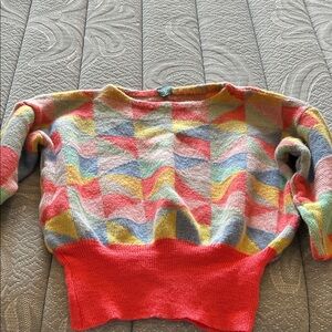 Kenzo Multicolor Wave Pattern Sweater Vintage 1980s